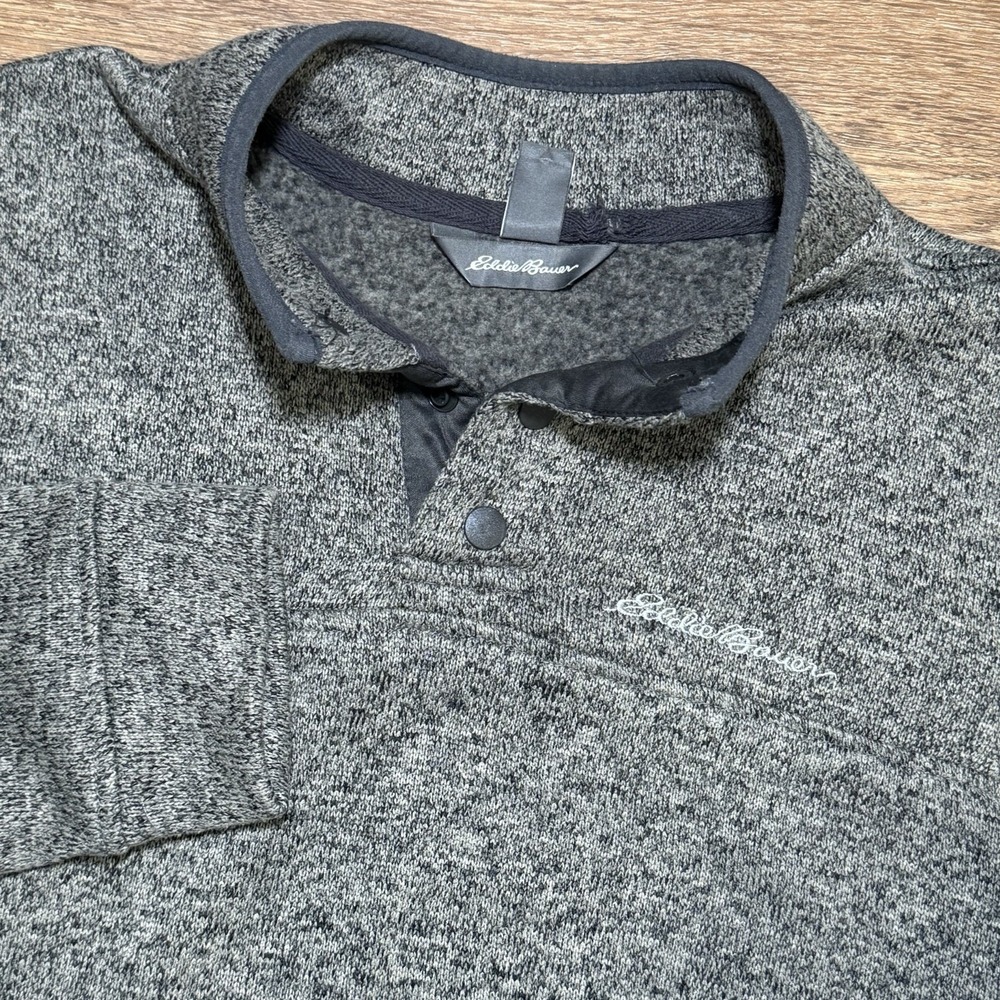 Eddie Bauer Men's Medium Snap-Front Radiator Fleece Sweater Charcoal‎ - Picture 5 of 7